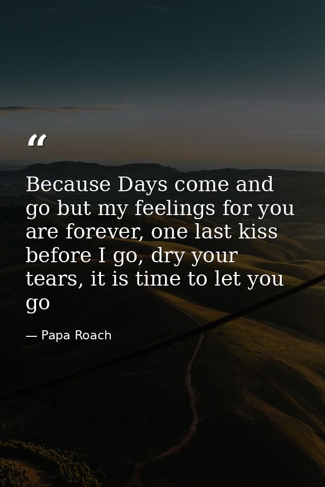 Because Days come and go but my feelings for you are forever, one last kiss before I go, dry your tears, it is time to l — Papa Roach