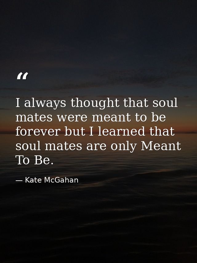 I always thought that soul mates were meant to be forever but I learned that soul mates are only Meant To Be. — Kate McGahan