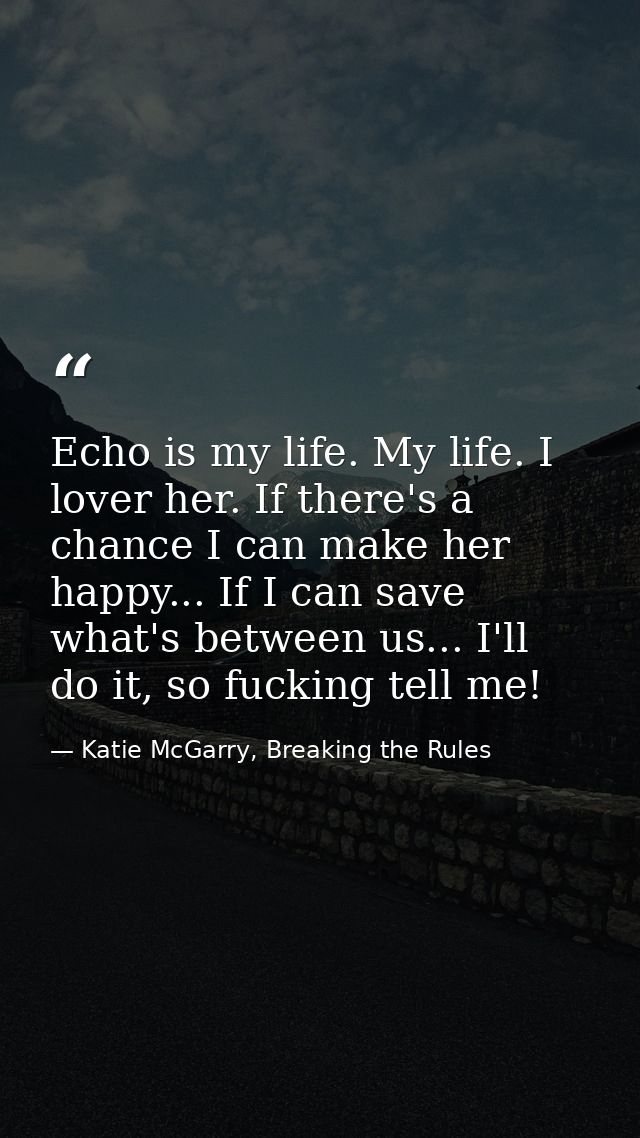 Echo is my life. My life. I lover her. If there's a chance I can make her happy... If I can save what's between us... I' — Katie McGarry, Breaking the Rules