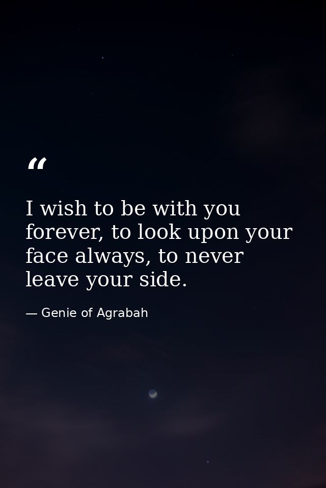 I wish to be with you forever, to look upon your face always, to never leave your side. — Genie of Agrabah