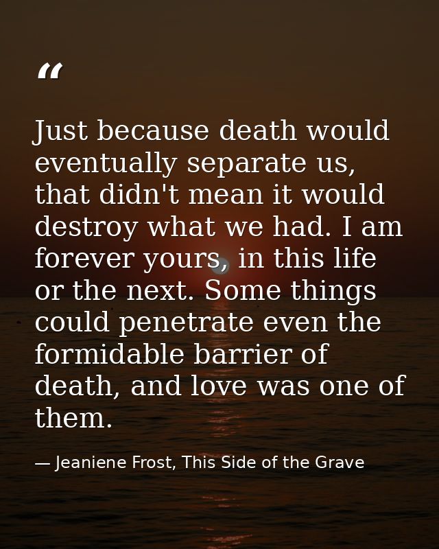 Just because death would eventually separate us, that didn't mean it would destroy what we had. I am forever yours, in t — Jeaniene Frost, This Side of the Grave