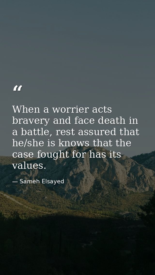 When a worrier acts bravery and face death in a battle, rest assured that he/she is knows that the case fought for has i — Sameh Elsayed