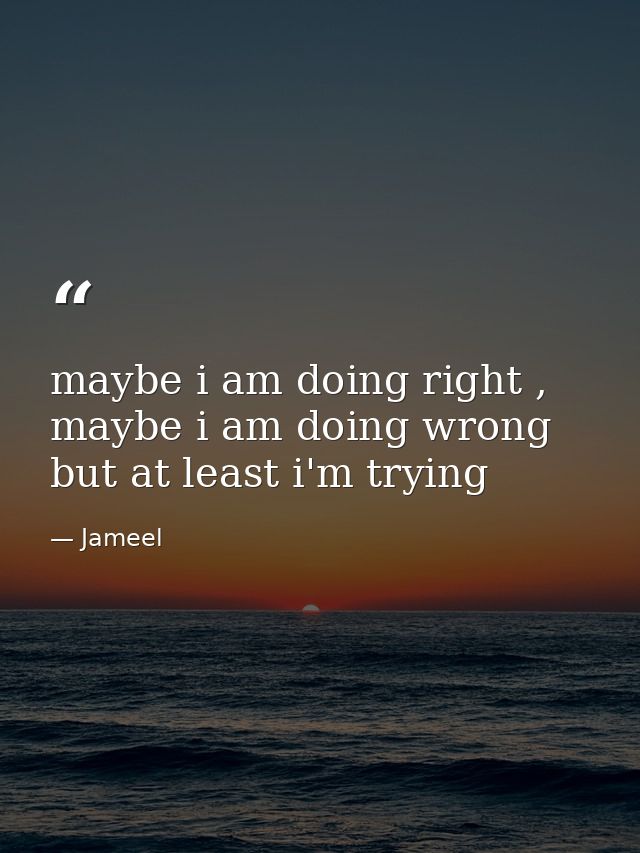 maybe i am doing right , maybe i am doing wrong but at least i'm trying — Jameel