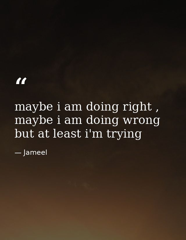 maybe i am doing right , maybe i am doing wrong but at least i'm trying — Jameel