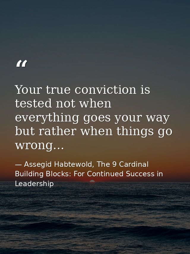 Your true conviction is tested not when everything goes your way but rather when things go wrong... — Assegid Habtewold, The 9 Cardinal Building Blocks: For Continued Success in Leadership