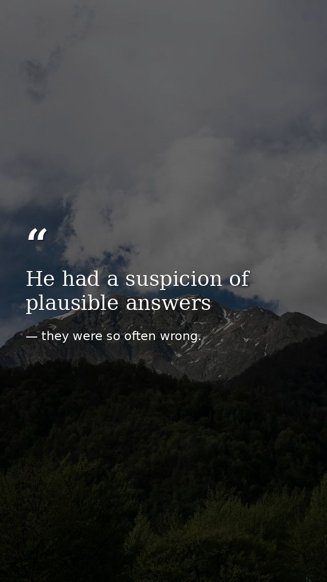 He had a suspicion of plausible answers — they were so often wrong.