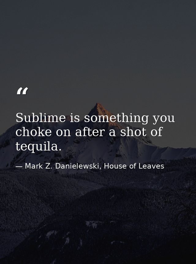 Sublime is something you choke on after a shot of tequila. — Mark Z. Danielewski, House of Leaves