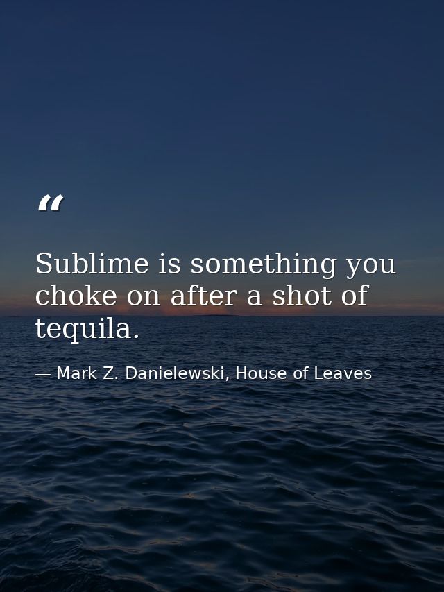 Sublime is something you choke on after a shot of tequila. — Mark Z. Danielewski, House of Leaves