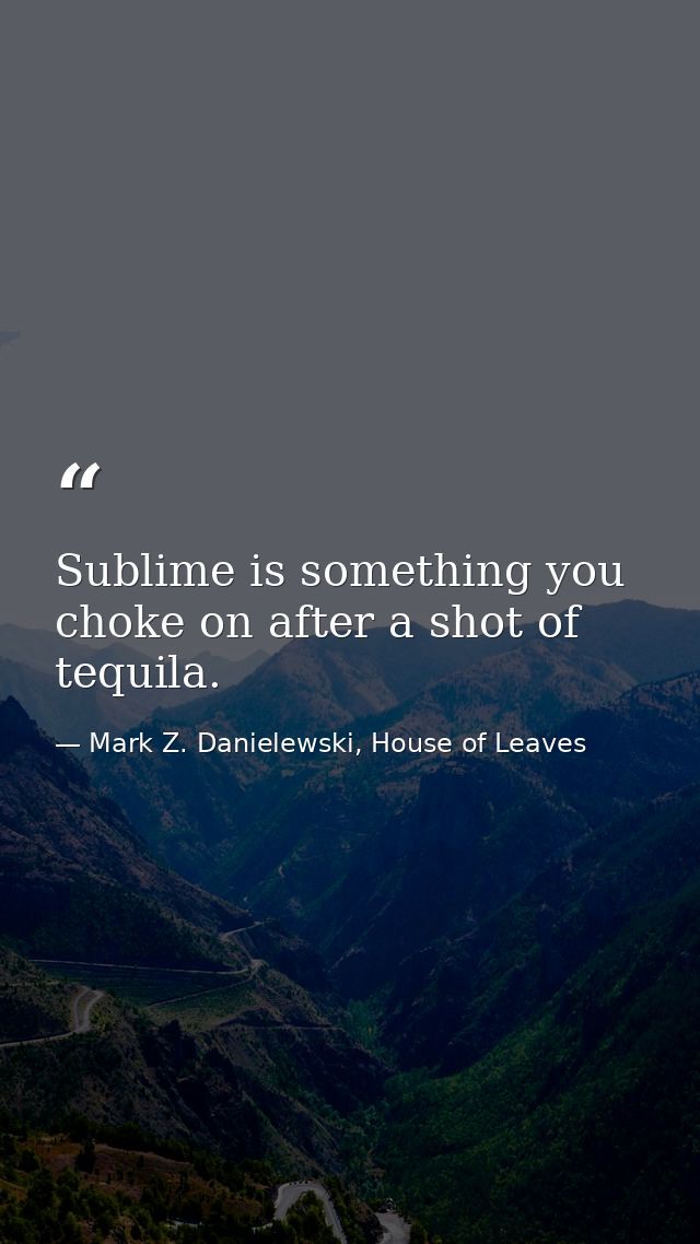 Sublime is something you choke on after a shot of tequila. — Mark Z. Danielewski, House of Leaves