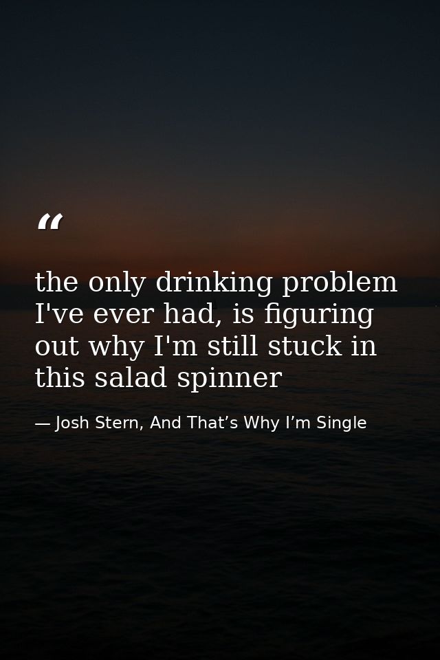 the only drinking problem I've ever had, is figuring out why I'm still stuck in this salad spinner — Josh Stern, And That’s Why I’m Single