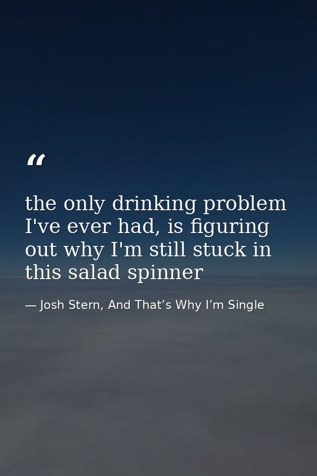 the only drinking problem I've ever had, is figuring out why I'm still stuck in this salad spinner — Josh Stern, And That’s Why I’m Single