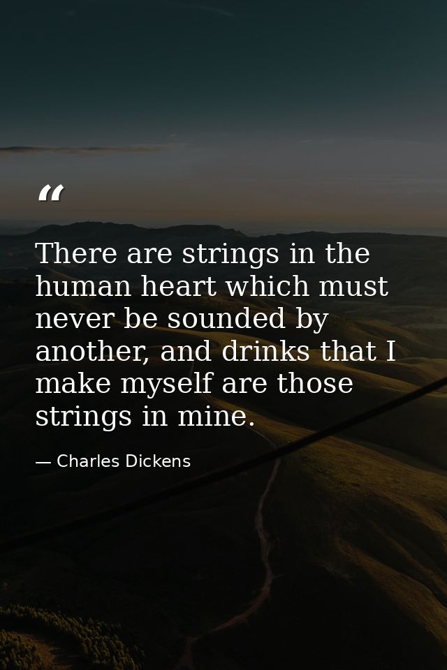There are strings in the human heart which must never be sounded by another, and drinks that I make myself are those str — Charles Dickens