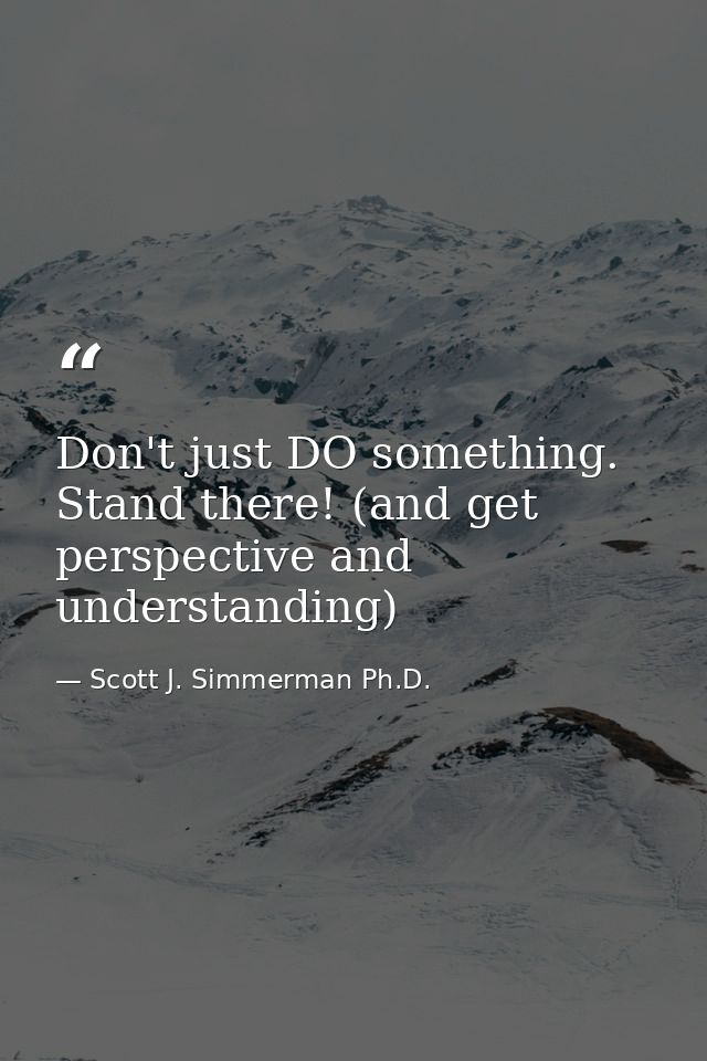 Don't just DO something. Stand there! (and get perspective and understanding) — Scott J. Simmerman Ph.D.