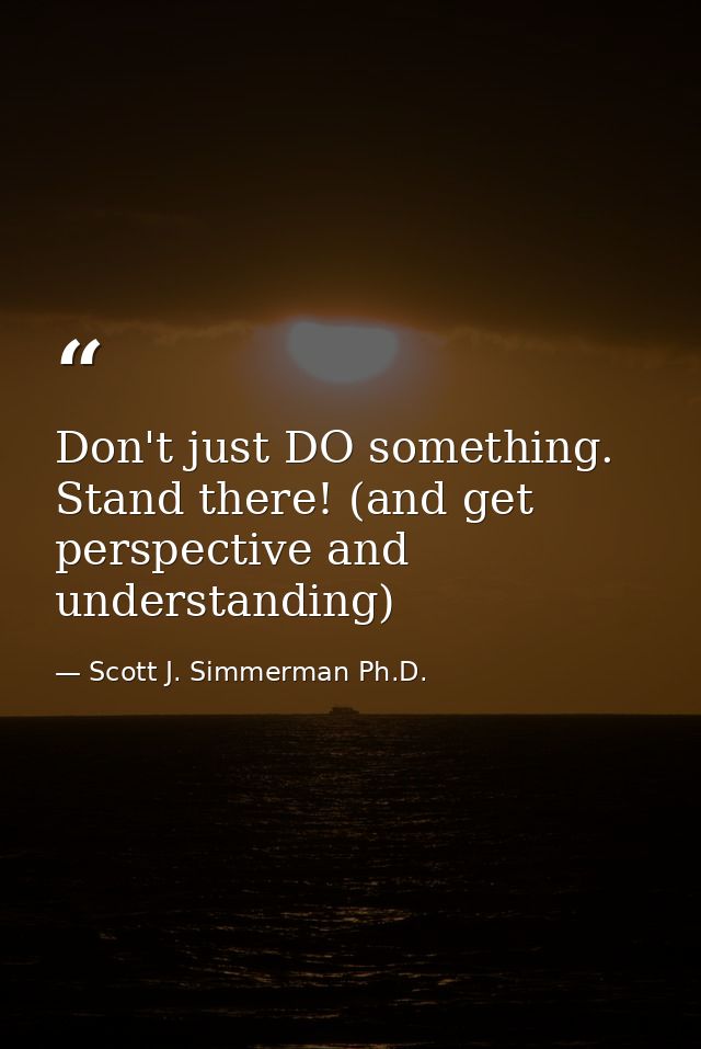 Don't just DO something. Stand there! (and get perspective and understanding) — Scott J. Simmerman Ph.D.