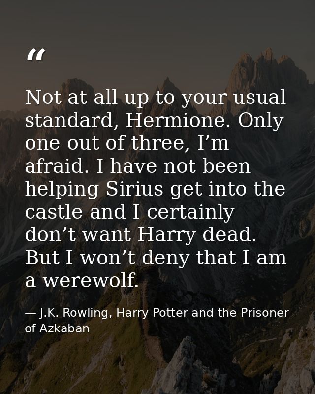 Not at all up to your usual standard, Hermione. Only one out of three, I’m afraid. I have not been helping Sirius get in — J.K. Rowling, Harry Potter and the Prisoner of Azkaban