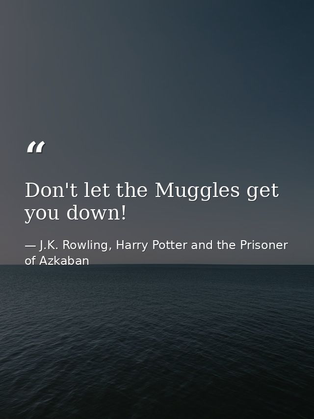 Don't let the Muggles get you down! — J.K. Rowling, Harry Potter and the Prisoner of Azkaban