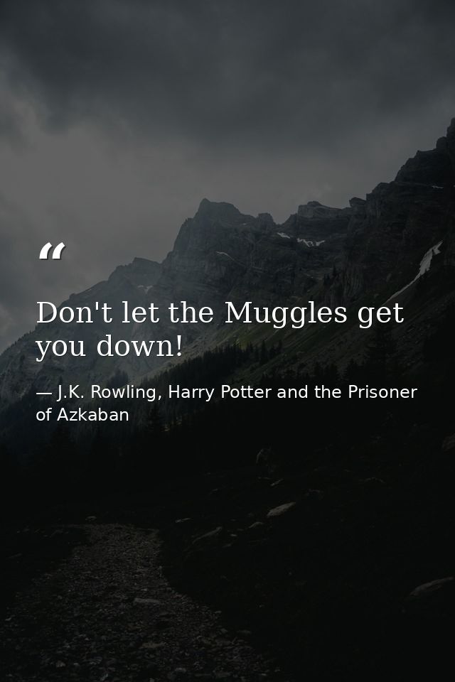 Don't let the Muggles get you down! — J.K. Rowling, Harry Potter and the Prisoner of Azkaban