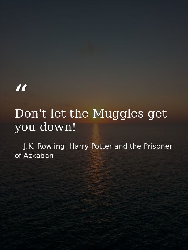 Don't let the Muggles get you down! — J.K. Rowling, Harry Potter and the Prisoner of Azkaban