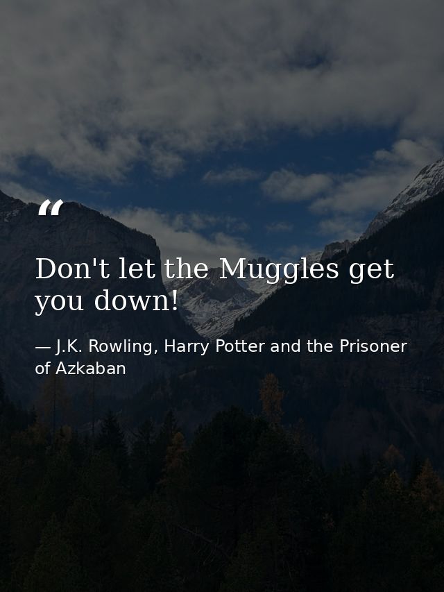 Don't let the Muggles get you down! — J.K. Rowling, Harry Potter and the Prisoner of Azkaban