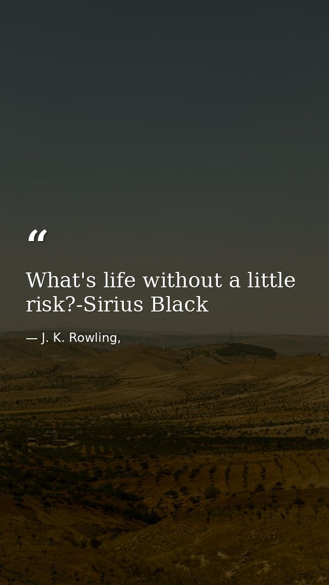 What's life without a little risk?-Sirius Black — J. K. Rowling,