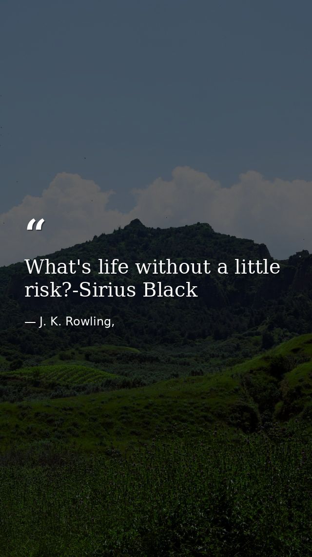 What's life without a little risk?-Sirius Black — J. K. Rowling,