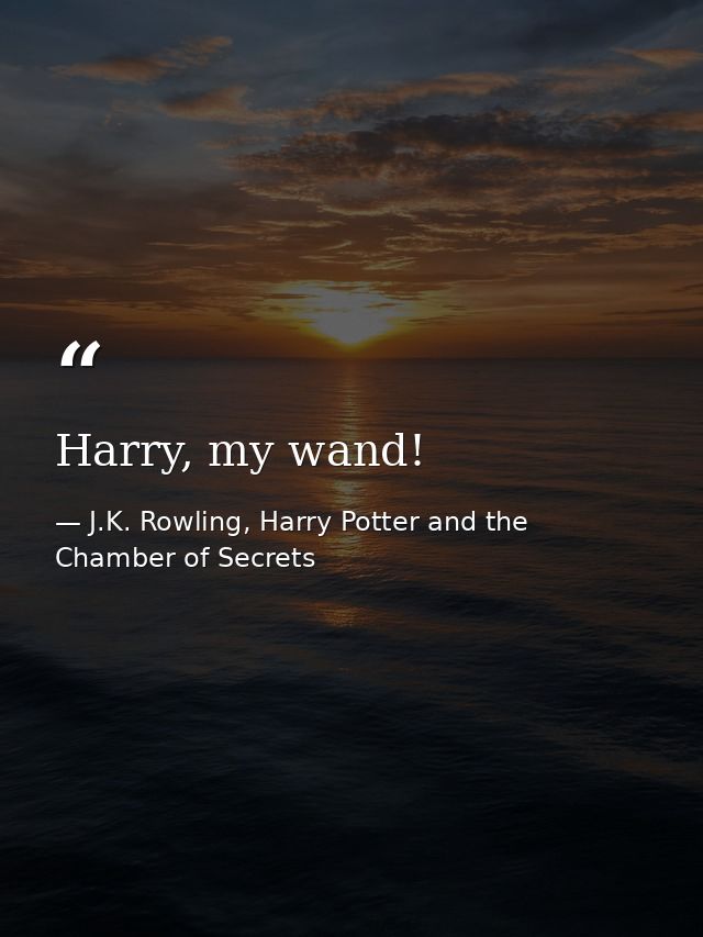 Harry, my wand! — J.K. Rowling, Harry Potter and the Chamber of Secrets