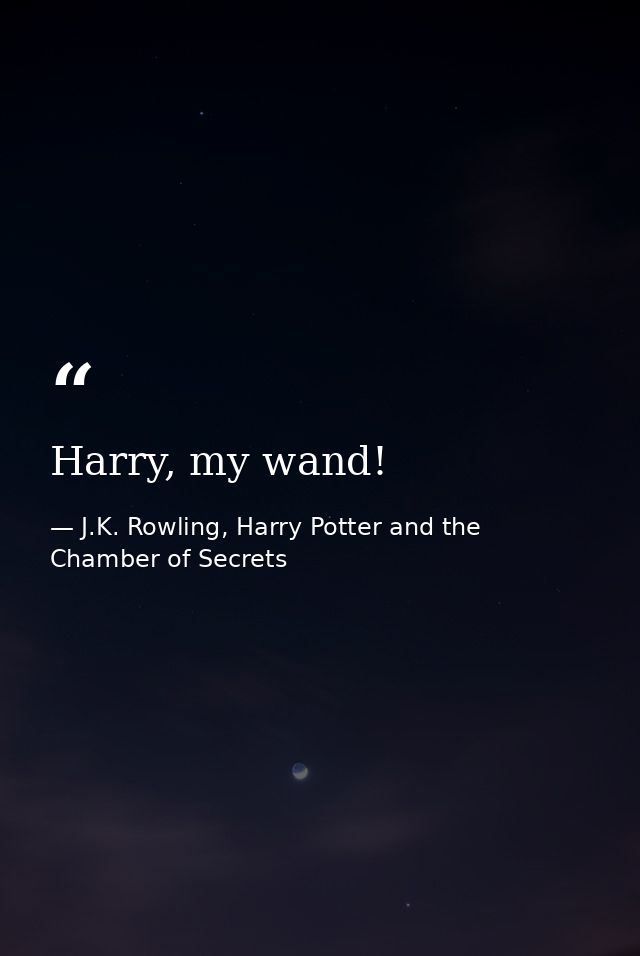 Harry, my wand! — J.K. Rowling, Harry Potter and the Chamber of Secrets
