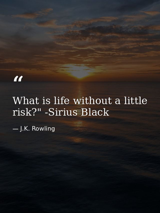 What is life without a little risk?" -Sirius Black — J.K. Rowling