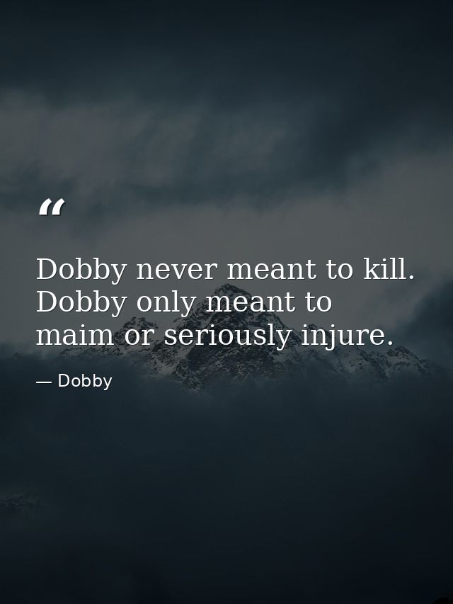 Dobby never meant to kill. Dobby only meant to maim or seriously injure. — Dobby