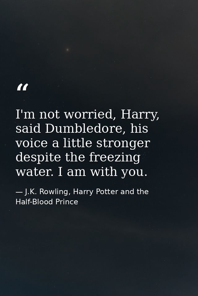 I'm not worried, Harry, said Dumbledore, his voice a little stronger despite the freezing water. I am with you. — J.K. Rowling, Harry Potter and the Half-Blood Prince