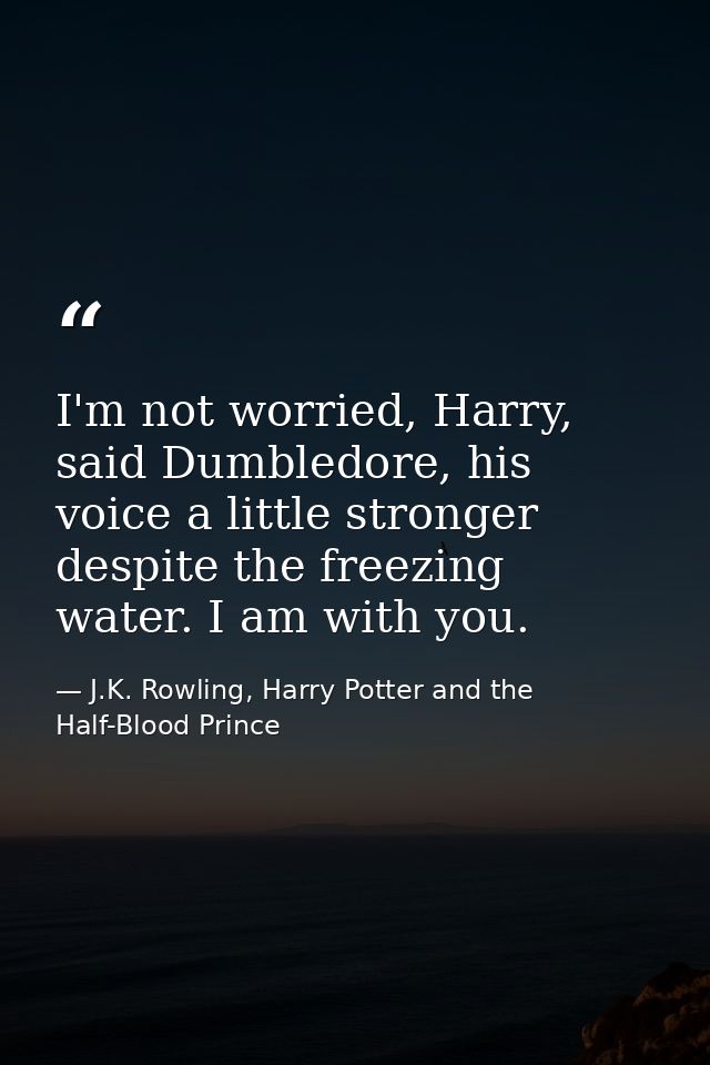 I'm not worried, Harry, said Dumbledore, his voice a little stronger despite the freezing water. I am with you. — J.K. Rowling, Harry Potter and the Half-Blood Prince