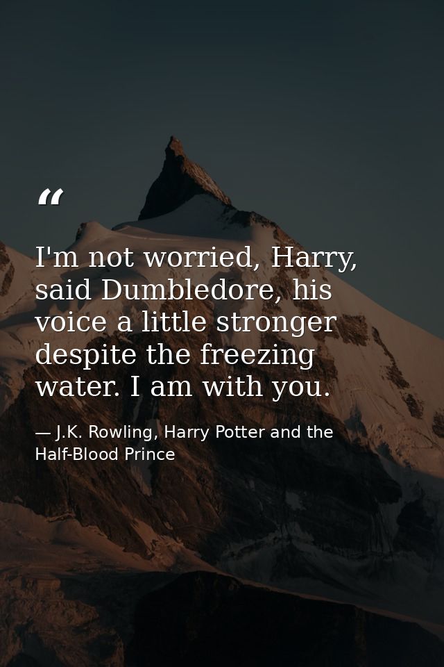 I'm not worried, Harry, said Dumbledore, his voice a little stronger despite the freezing water. I am with you. — J.K. Rowling, Harry Potter and the Half-Blood Prince