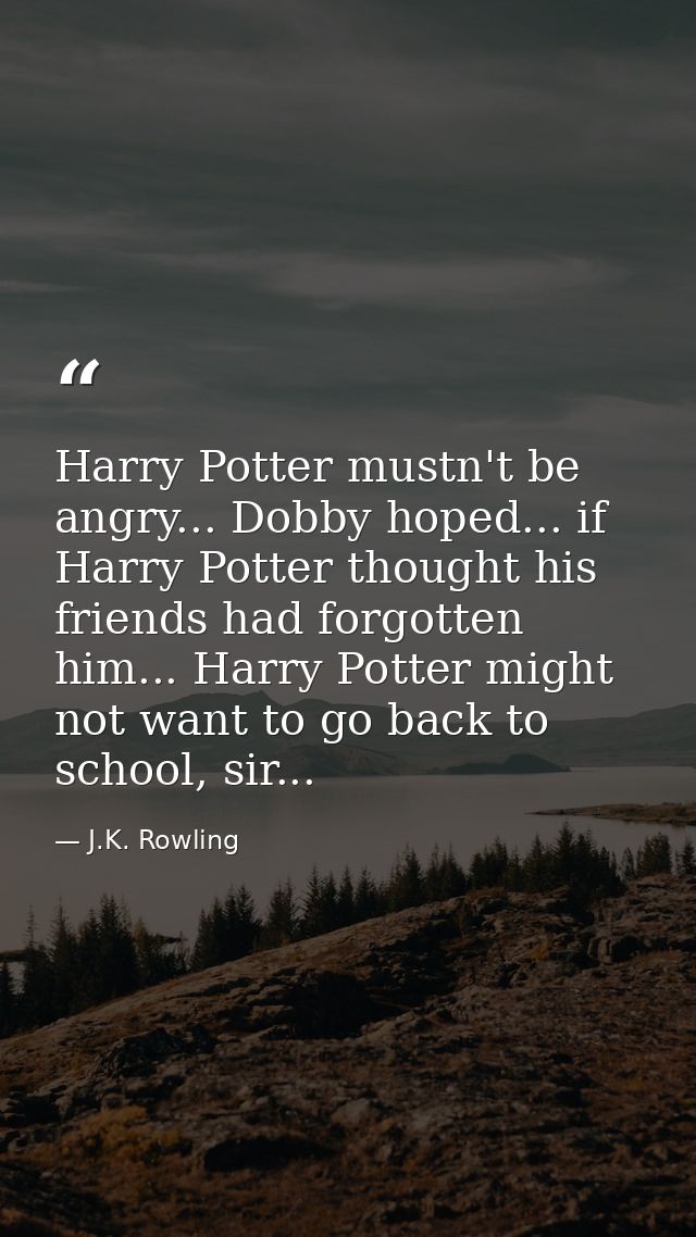Harry Potter mustn't be angry... Dobby hoped... if Harry Potter thought his friends had forgotten him... Harry Potter mi — J.K. Rowling