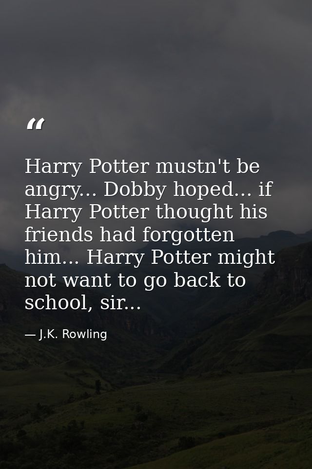 Harry Potter mustn't be angry... Dobby hoped... if Harry Potter thought his friends had forgotten him... Harry Potter mi — J.K. Rowling