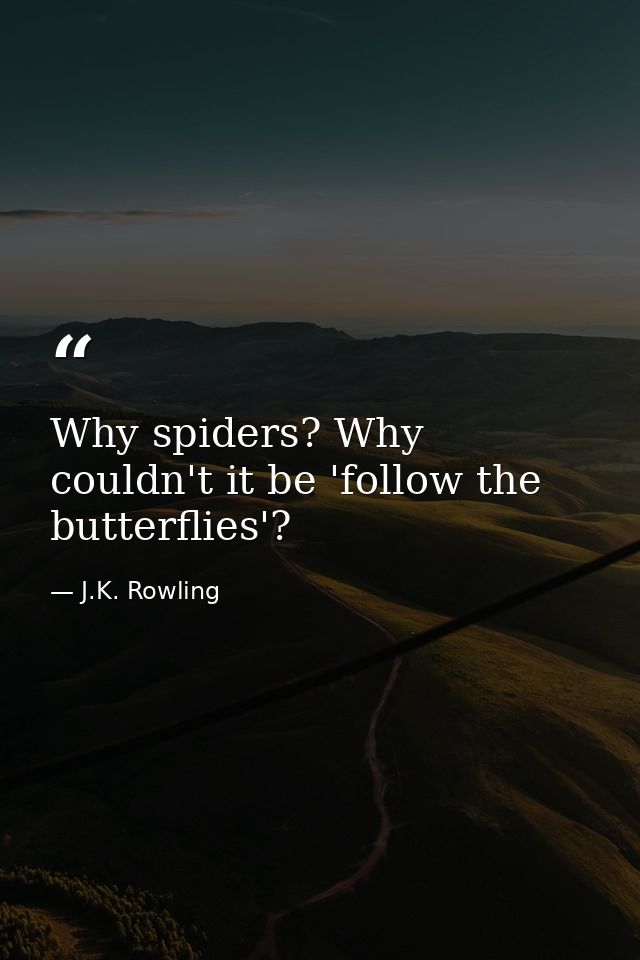 Why spiders? Why couldn't it be 'follow the butterflies'? — J.K. Rowling