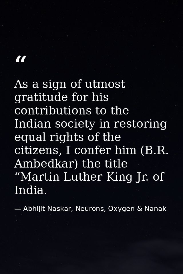 As a sign of utmost gratitude for his contributions to the Indian society in restoring equal rights of the citizens, I c — Abhijit Naskar, Neurons, Oxygen & Nanak