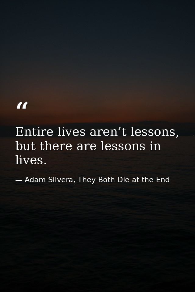 Entire lives aren’t lessons, but there are lessons in lives. — Adam Silvera, They Both Die at the End