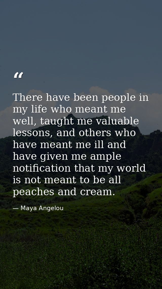 There have been people in my life who meant me well, taught me valuable lessons, and others who have meant me ill and ha — Maya Angelou