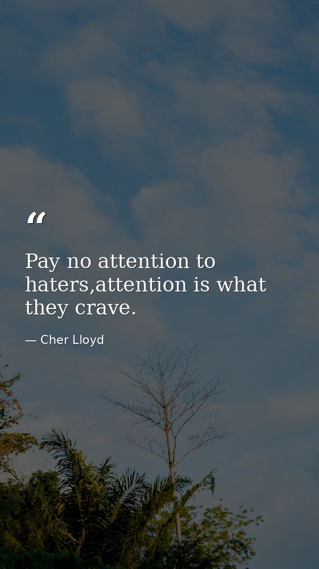 Pay no attention to haters,attention is what they crave. — Cher Lloyd