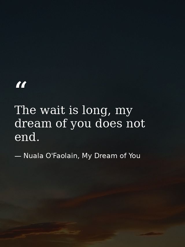 The wait is long, my dream of you does not end. — Nuala O'Faolain, My Dream of You