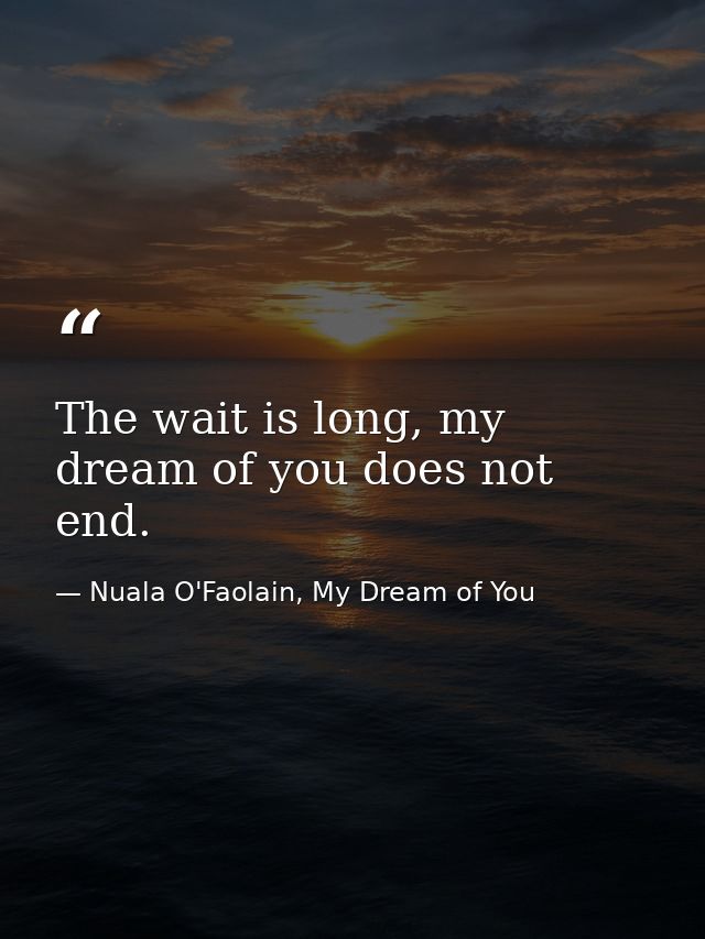The wait is long, my dream of you does not end. — Nuala O'Faolain, My Dream of You
