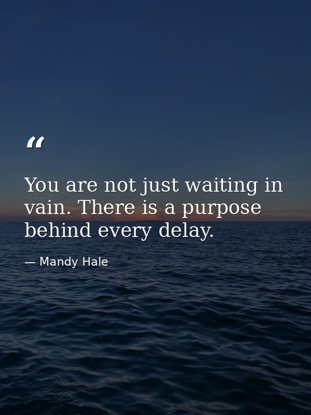 You are not just waiting in vain. There is a purpose behind every delay. — Mandy Hale