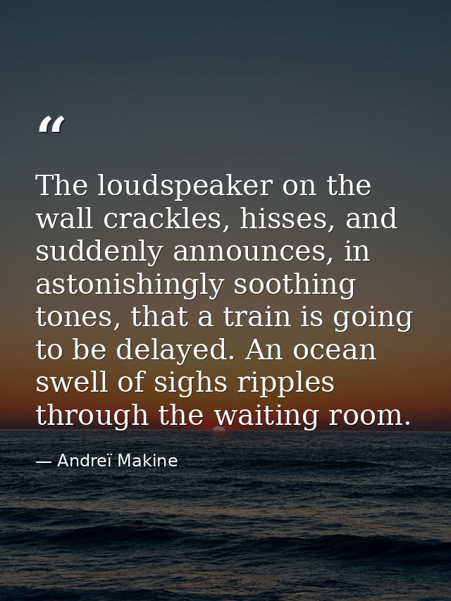 The loudspeaker on the wall crackles, hisses, and suddenly announces, in astonishingly soothing tones, that a train is g — Andreï Makine