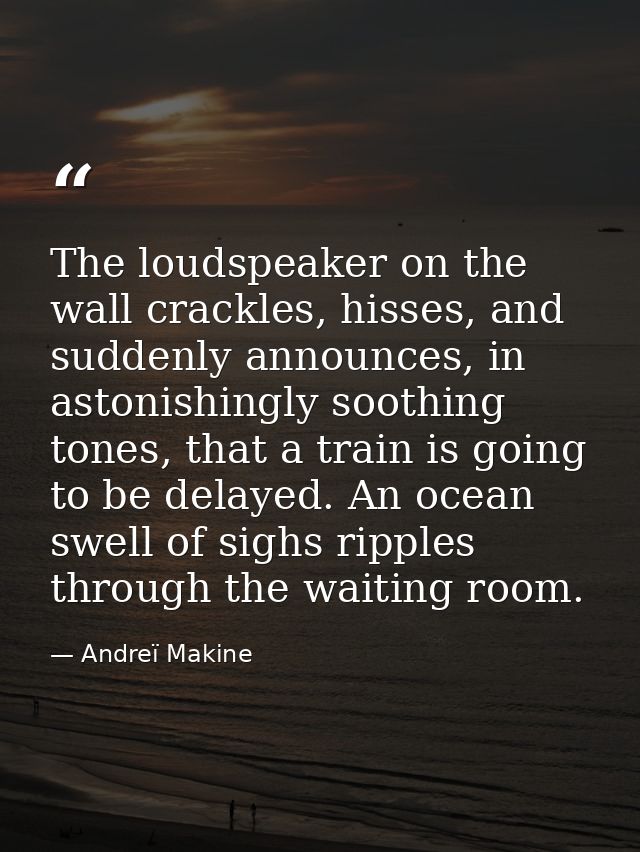 The loudspeaker on the wall crackles, hisses, and suddenly announces, in astonishingly soothing tones, that a train is g — Andreï Makine