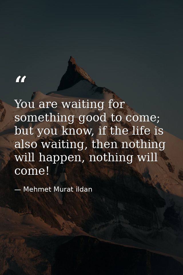 You are waiting for something good to come; but you know, if the life is also waiting, then nothing will happen, nothing — Mehmet Murat ildan