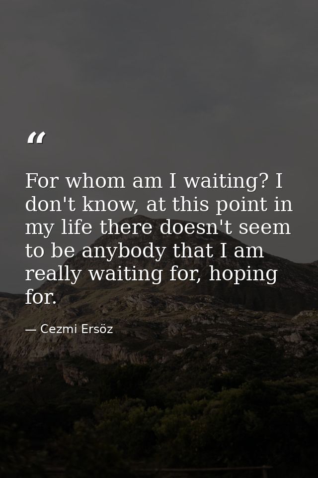 For whom am I waiting? I don't know, at this point in my life there doesn't seem to be anybody that I am really waiting  — Cezmi Ersöz