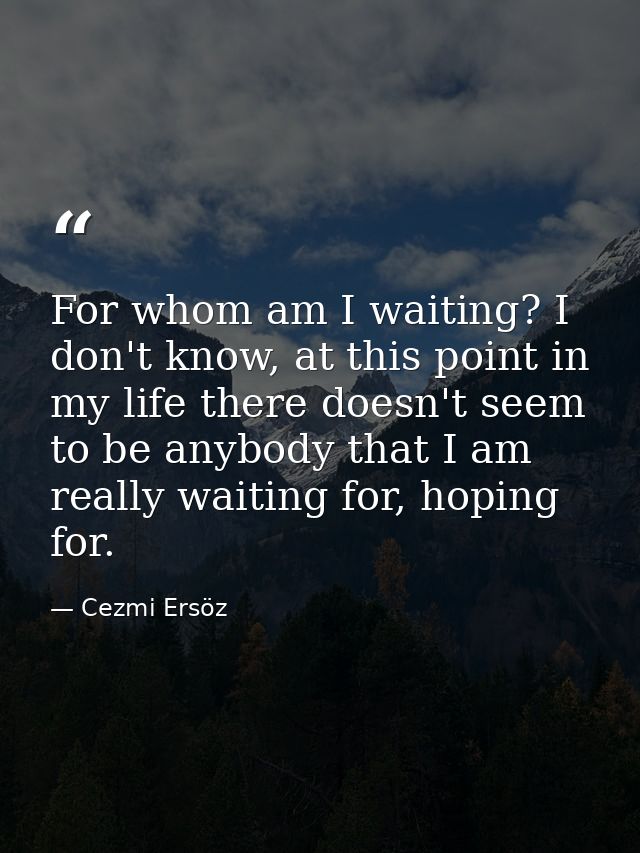 For whom am I waiting? I don't know, at this point in my life there doesn't seem to be anybody that I am really waiting  — Cezmi Ersöz
