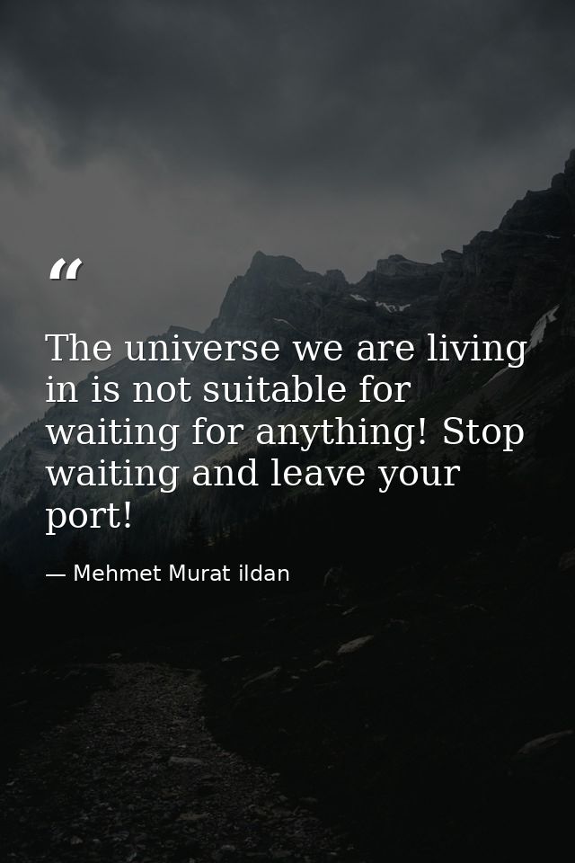The universe we are living in is not suitable for waiting for anything! Stop waiting and leave your port! — Mehmet Murat ildan