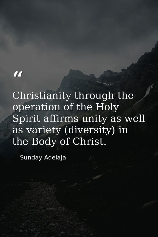 Christianity through the operation of the Holy Spirit affirms unity as well as variety (diversity) in the Body of Christ — Sunday Adelaja