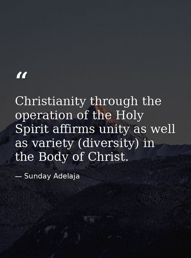 Christianity through the operation of the Holy Spirit affirms unity as well as variety (diversity) in the Body of Christ — Sunday Adelaja